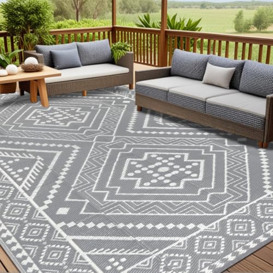Outdoor Camping Rugs 9X12 - Waterproof Outdoor Rug 9x12 ft, Reversible