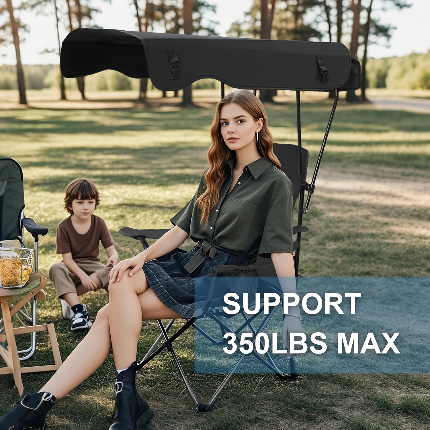 Outdoor Activities In Camping - Camping Chairs, with Sunshade Canopy, Heavy-duty