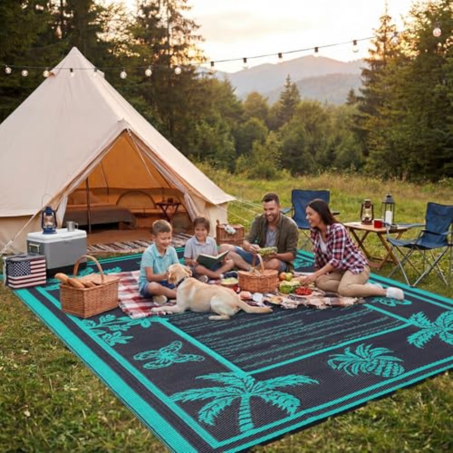 Outdoor Camping Rugs 9X12 - Outdoor Rug 9x12 Patio Waterproof Reversible