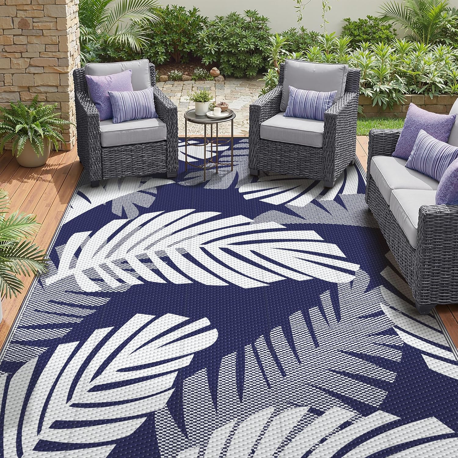 Outdoor Camping Rugs 9X12 - Waterproof Outdoor Rug 9x12, Reversible Plastic