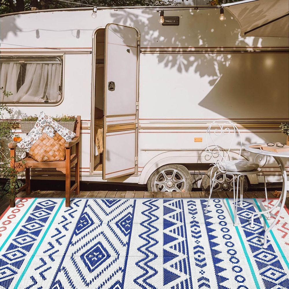 Outdoor Camping Rugs 9X12 - Waterproof Outdoor Rug - 9x12 Portable