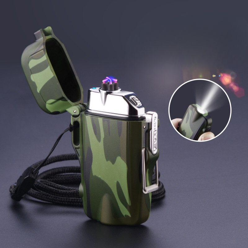 Outdoor Windproof Lighter - Portable Mini Flashlight USB Dual Arc