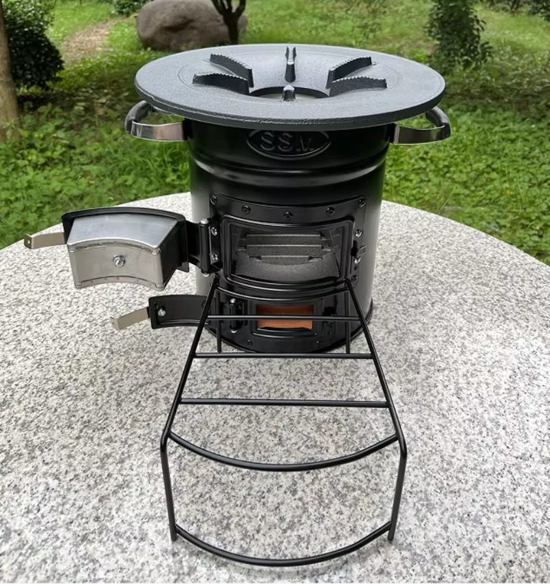 Outdoor Camping Stove - 【Popular】Two Doors Firewood Burning Rocket Cookstove