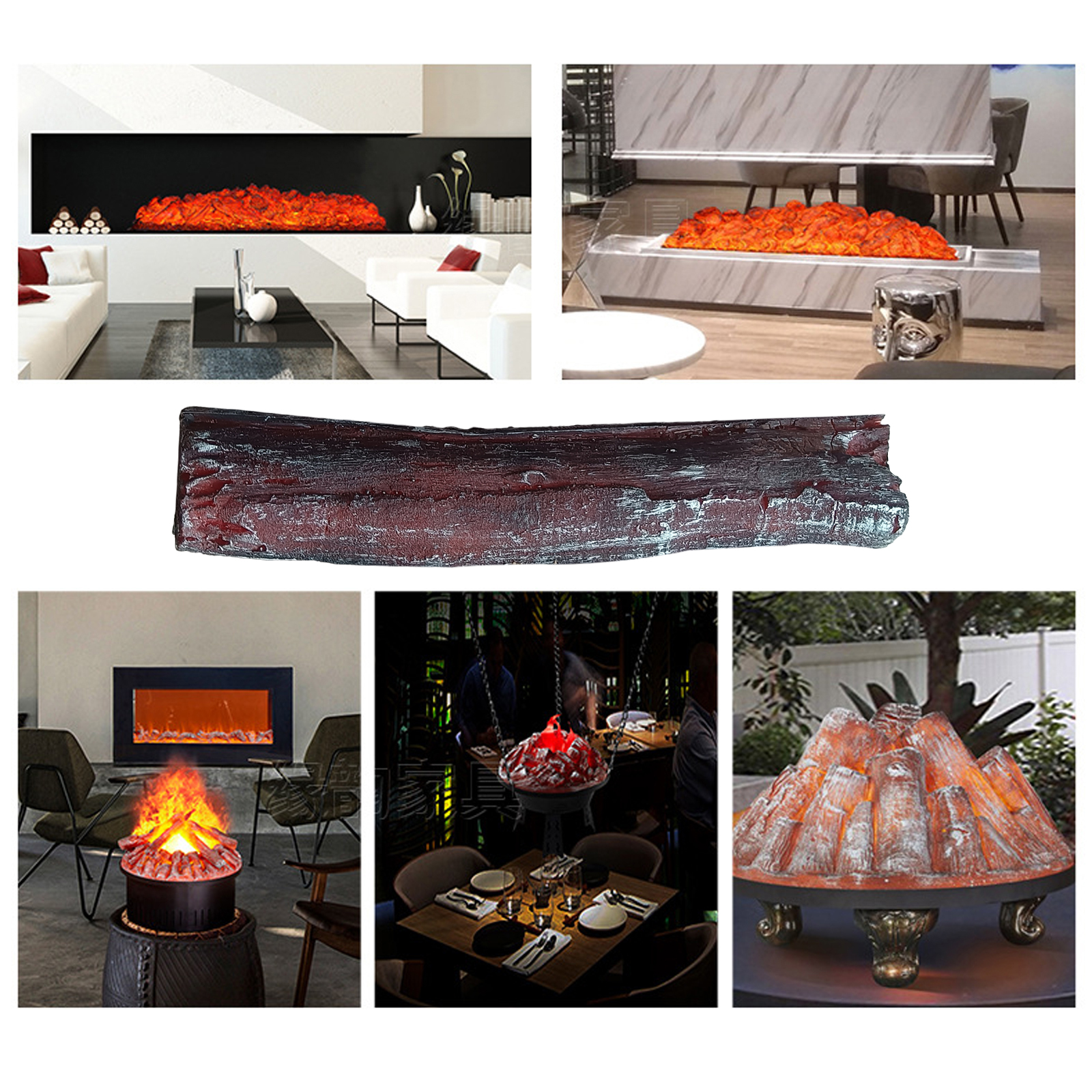 Outdoor Camping Fireplace - Simulation Flame Charcoal Strip Ornaments Fireplace