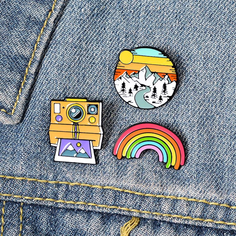 Outdoor Camping Logo - Enamel Brooch Outdoors Camping travel camp