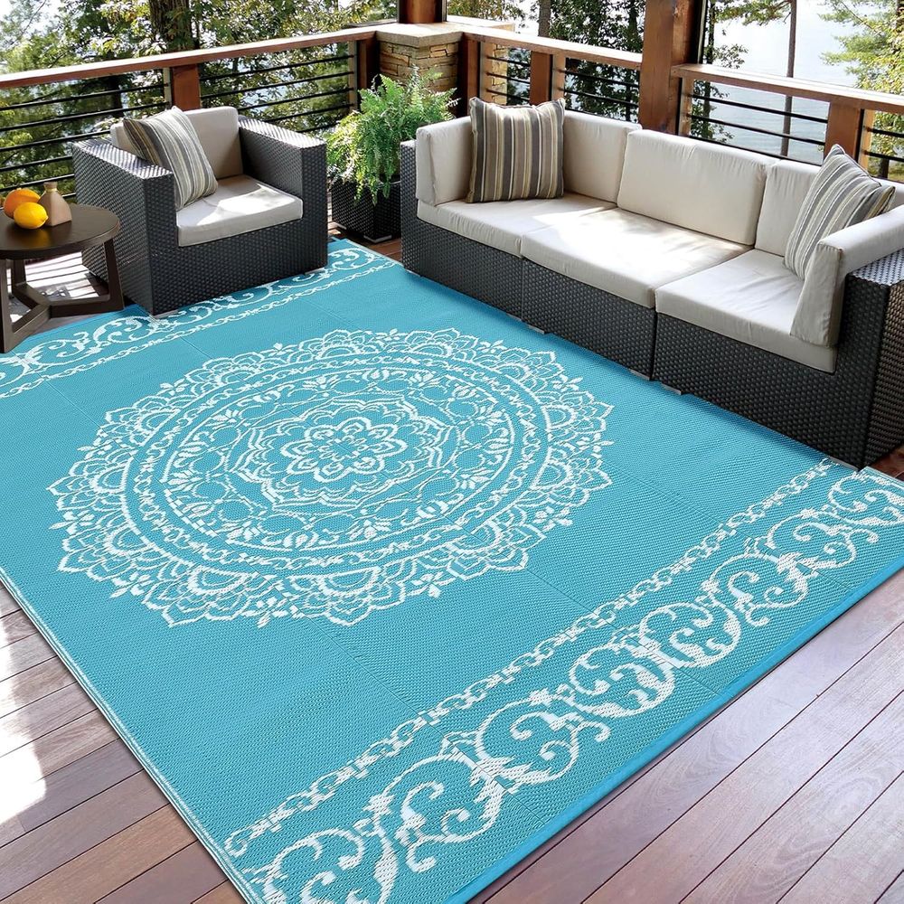 Outdoor Camping Rugs 9X12 - Reversible Outdoor Rug 9x12 ft, Plastic