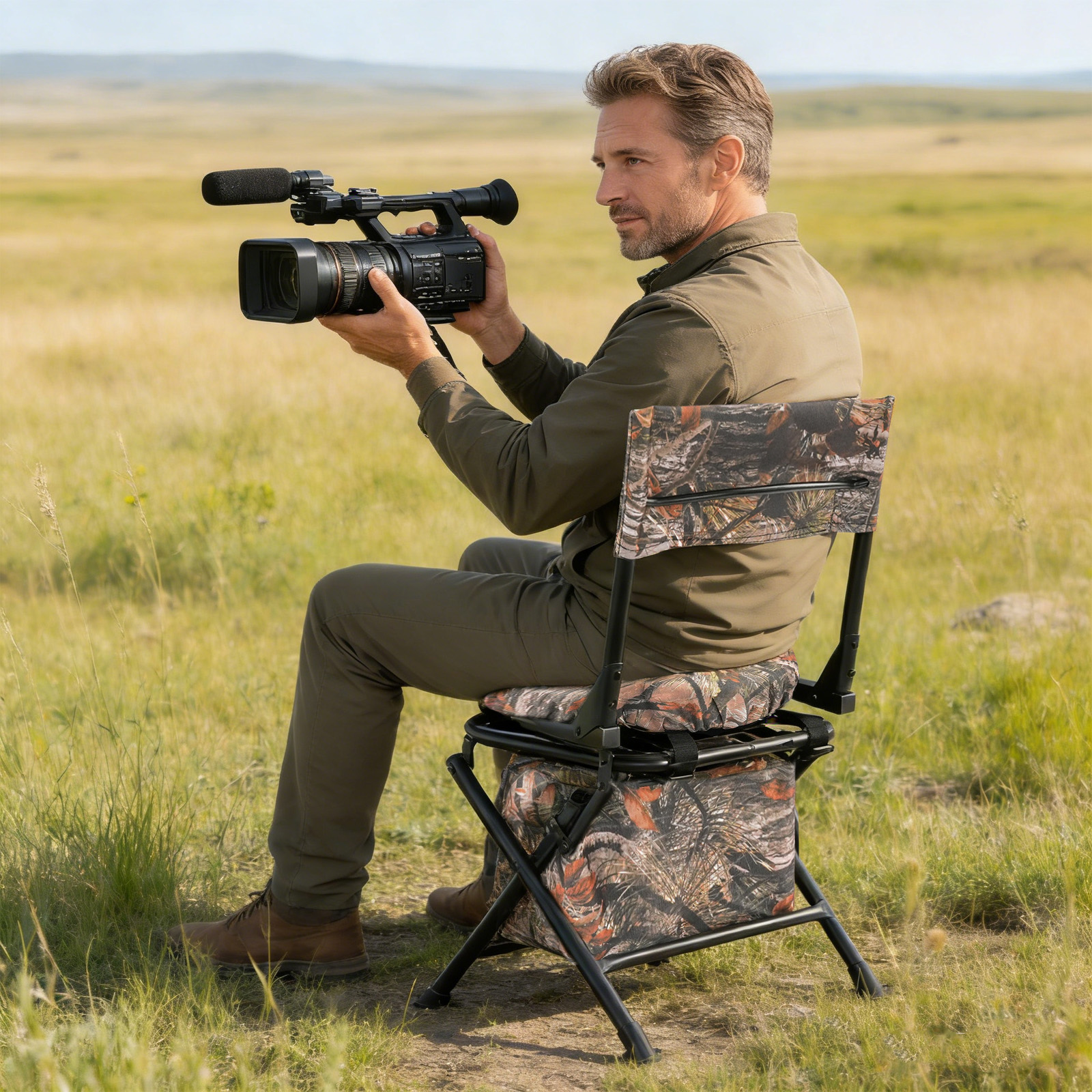 Outdoor Activities In Camping - Swivel Hunting Chair Outdoor Camping Chair