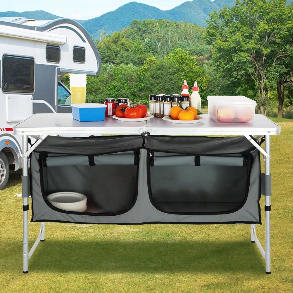 Outdoor Camping Kitchen Setup - Kitchen Table, Quick SetUp Folding Camping