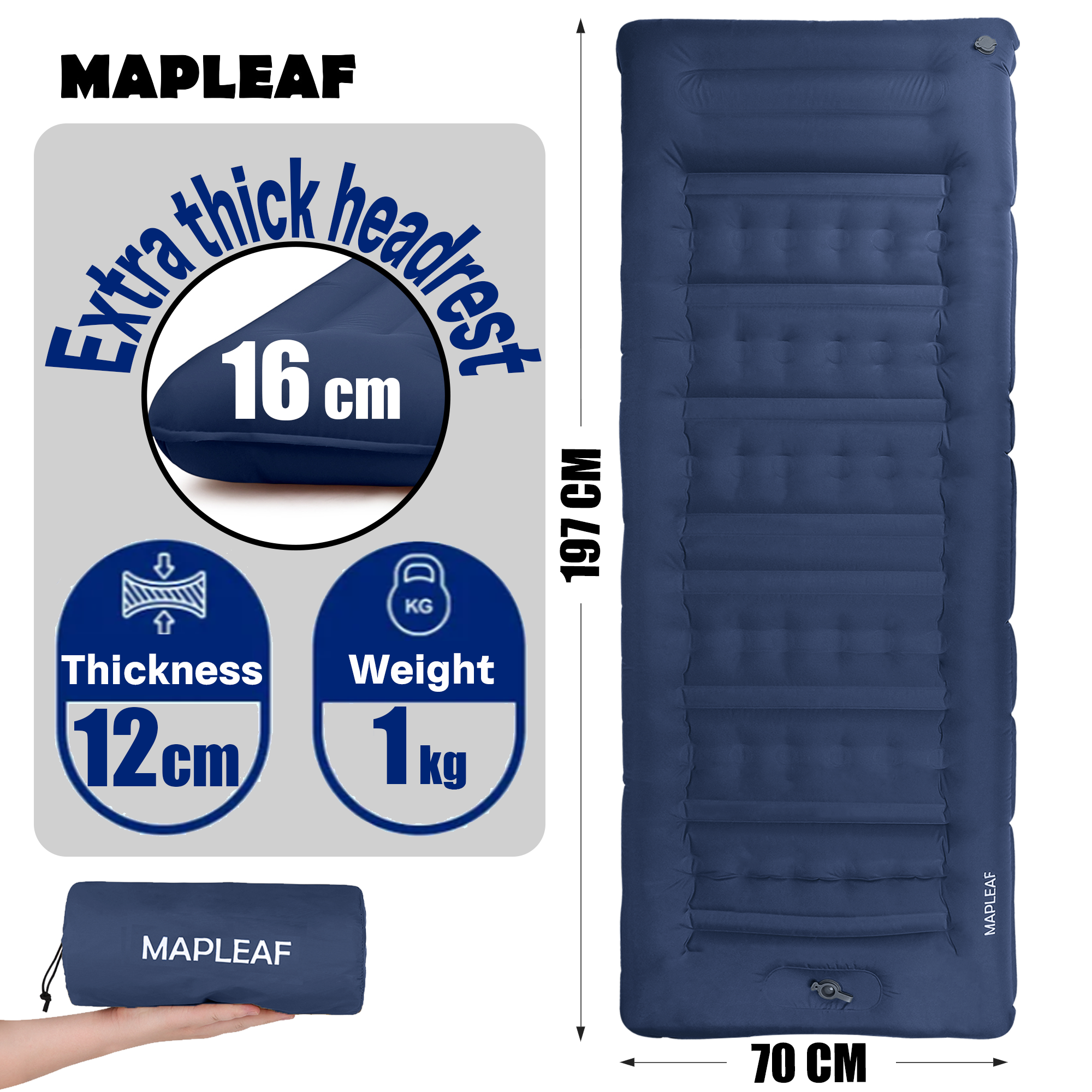 Outdoor Camping Carpet - MAPLEAF 12cm Air Mattress Camping Inflatable