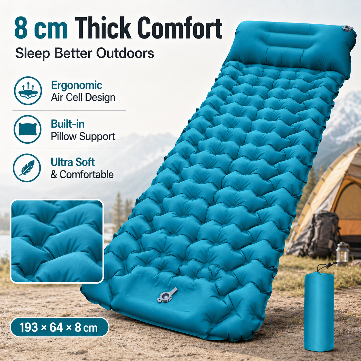 Outdoor Camping Carpet - Ultralight Inflatable Camping Sleeping Pad with