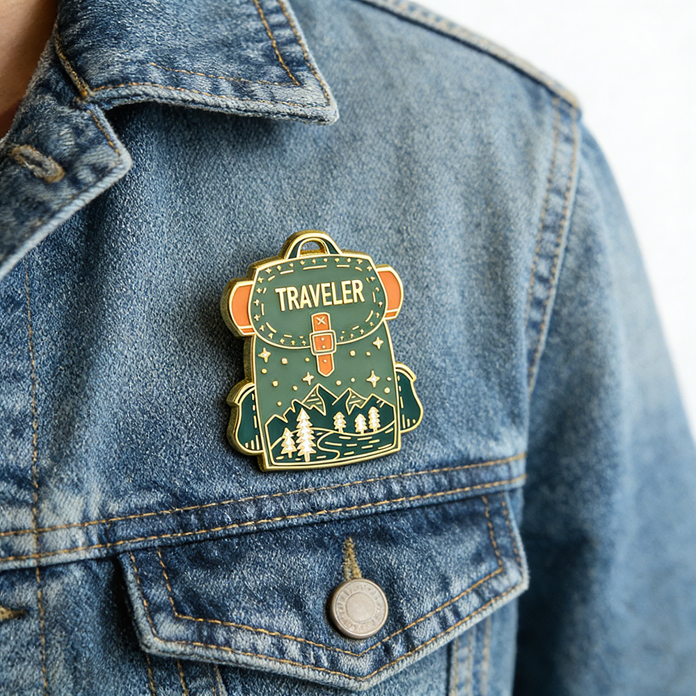 Traveler backpack enamel pin t - Outdoor Camping Logo recension och pris