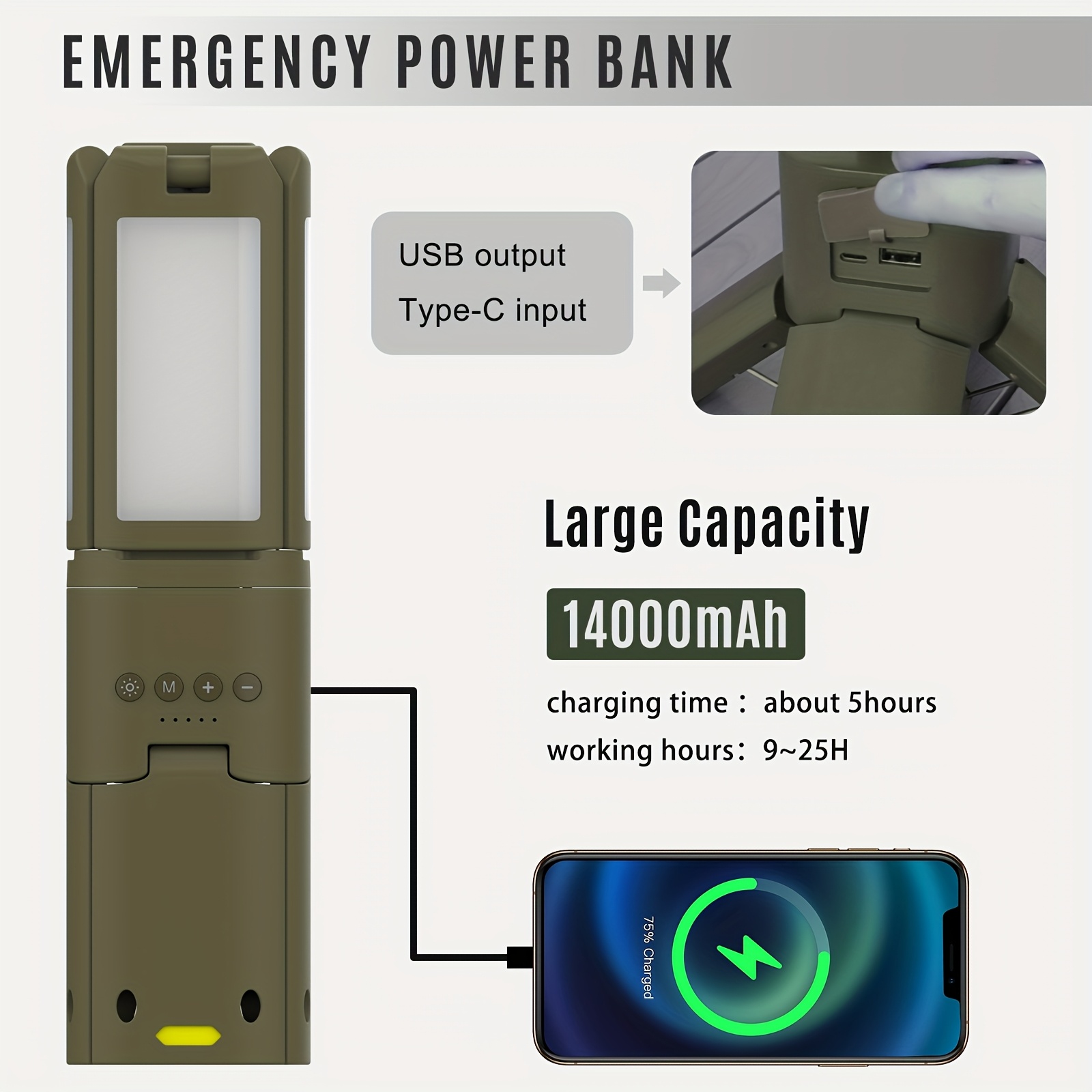 Camping Lantern, 14000mAh Rech - Camping Solar Lantern recension och pris