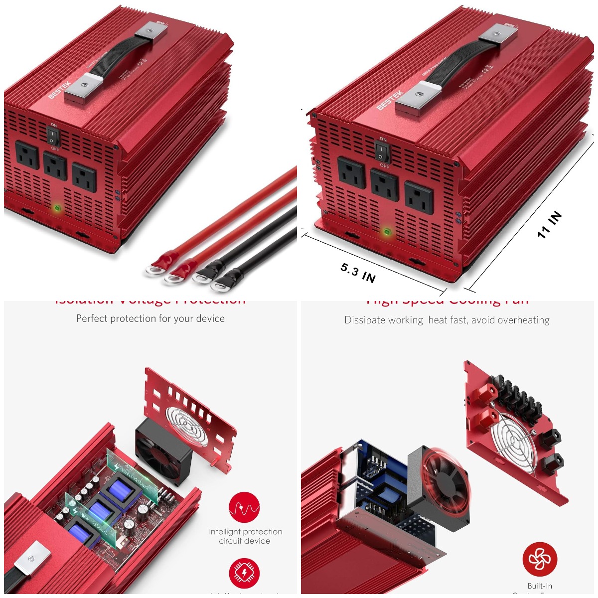 2000W Power Inverter 3 AC Outl - Outdoor Camping List recension och pris