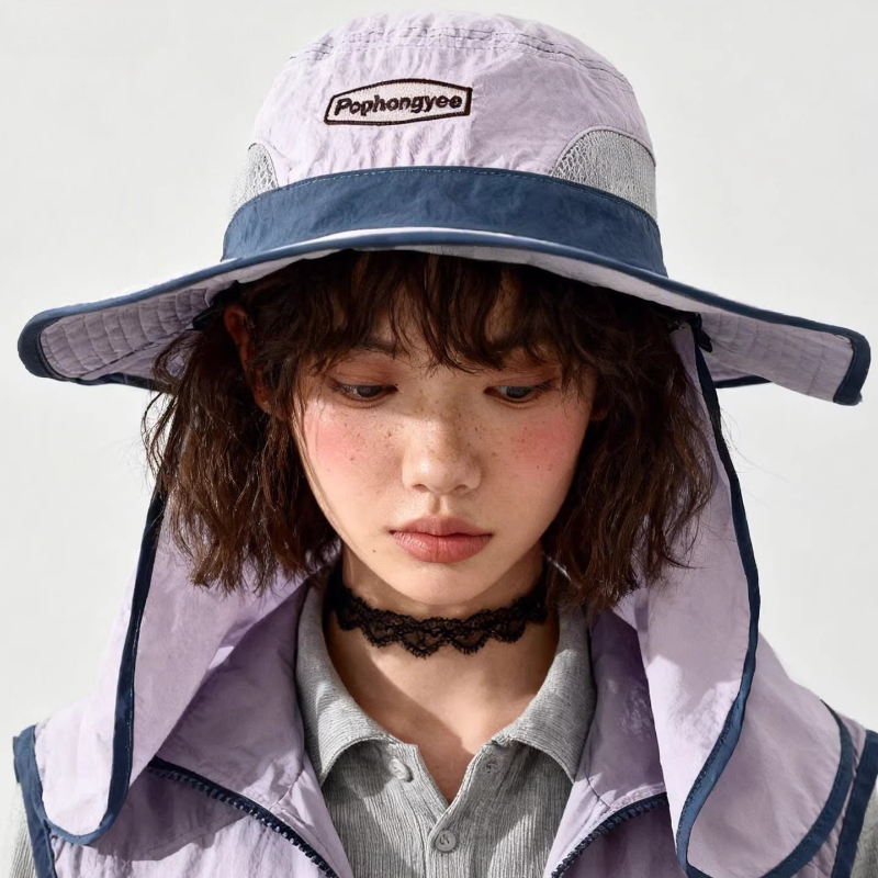 Fashion Contrast Stitching Mes - Camping Outdoor Quick Drying Sun Neck Protection Cap Hat recension och pris