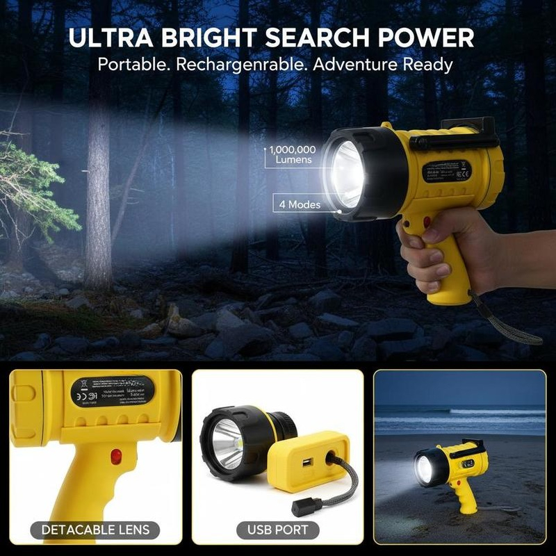 Handheld Searchlight 1000,000  - Outdoor Camping Equipment recension och pris