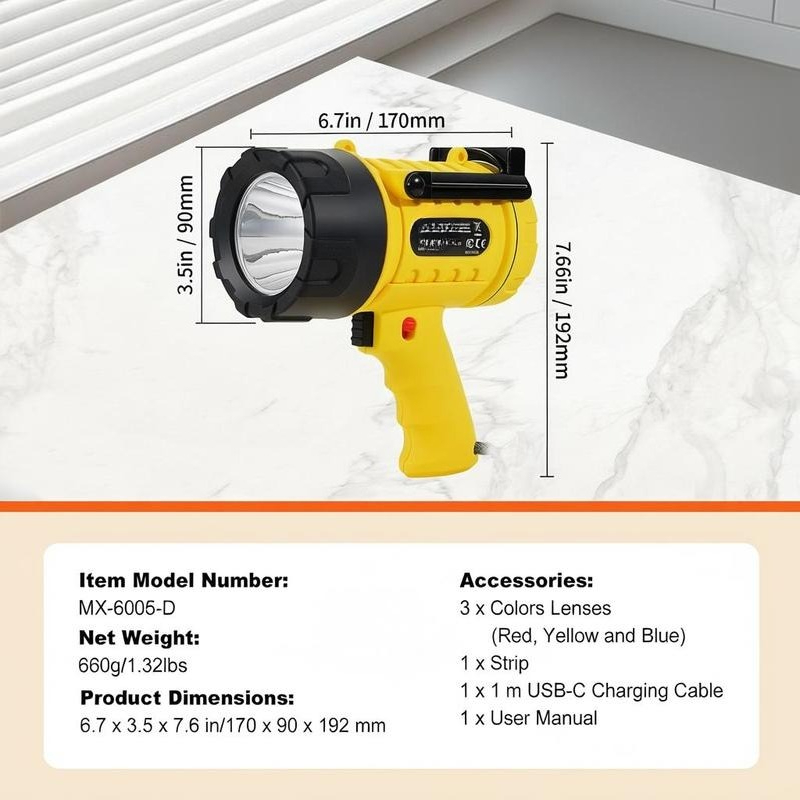 Handheld Searchlight 1000,000  - Outdoor Camping Equipment recension och pris