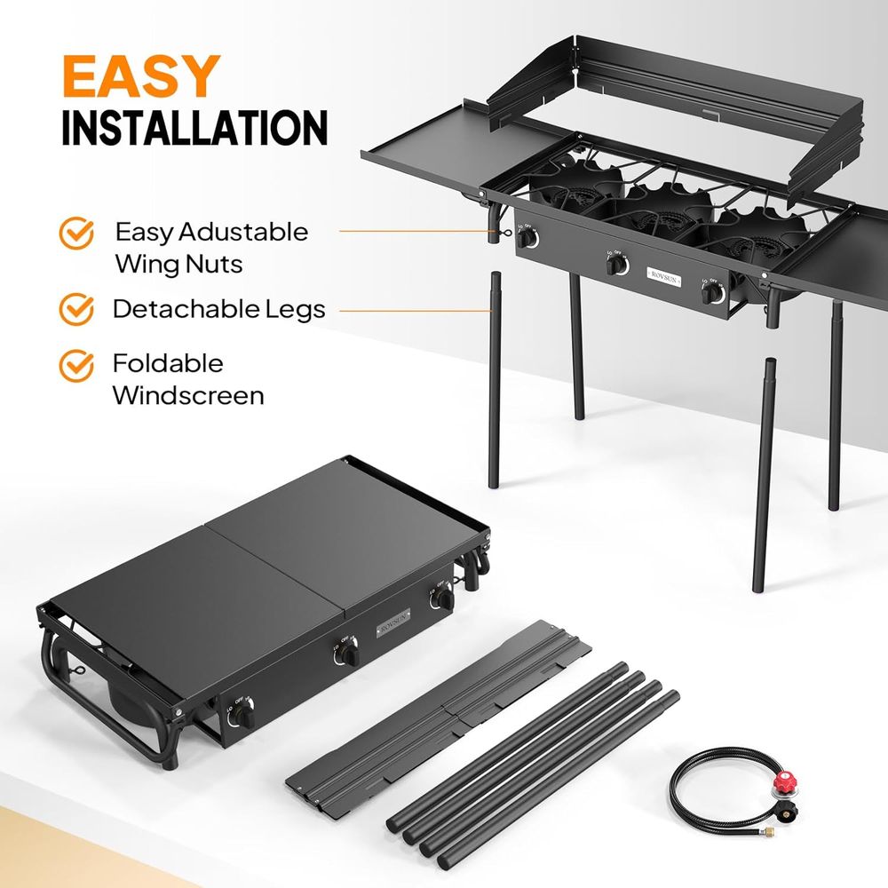 Portable 3-Burner Propane Stov - Outdoor Camping List recension och pris