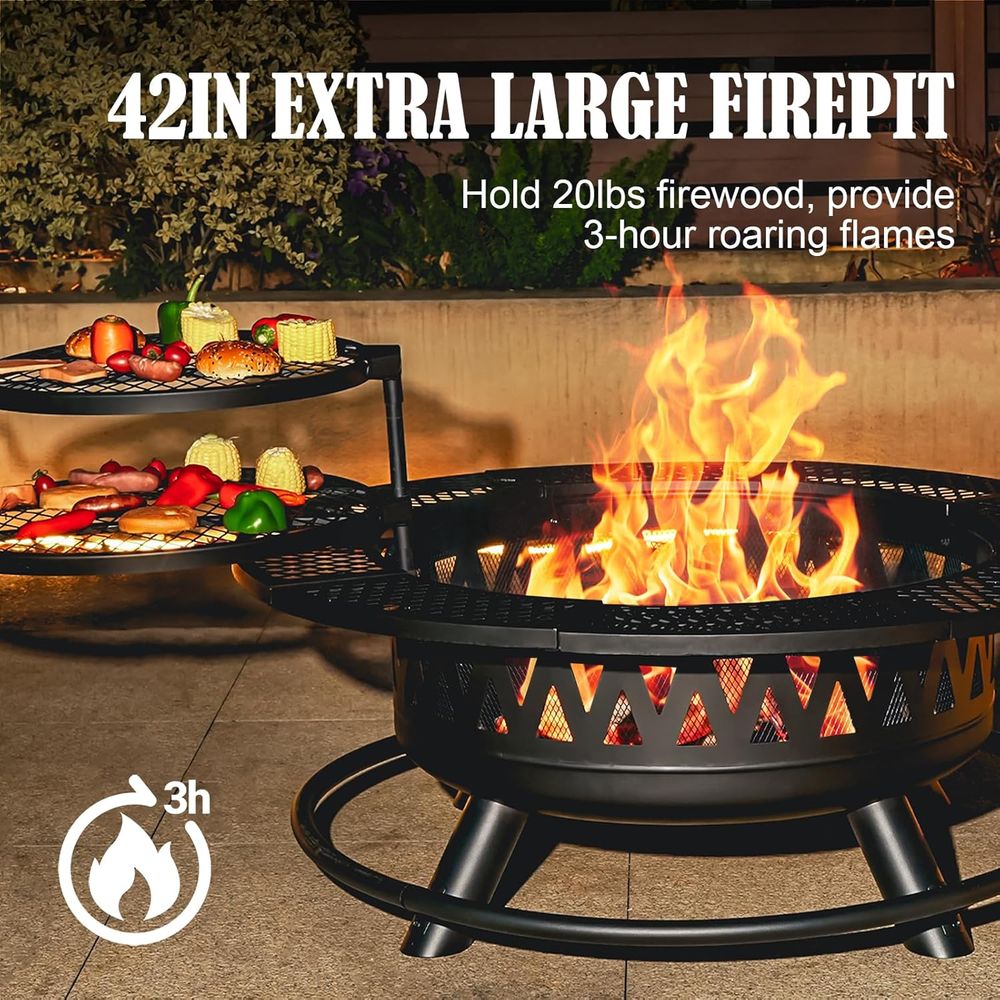 42 3-in-1 Outdoor Fire Pit wit - Outdoor Camping Fireplace recension och pris