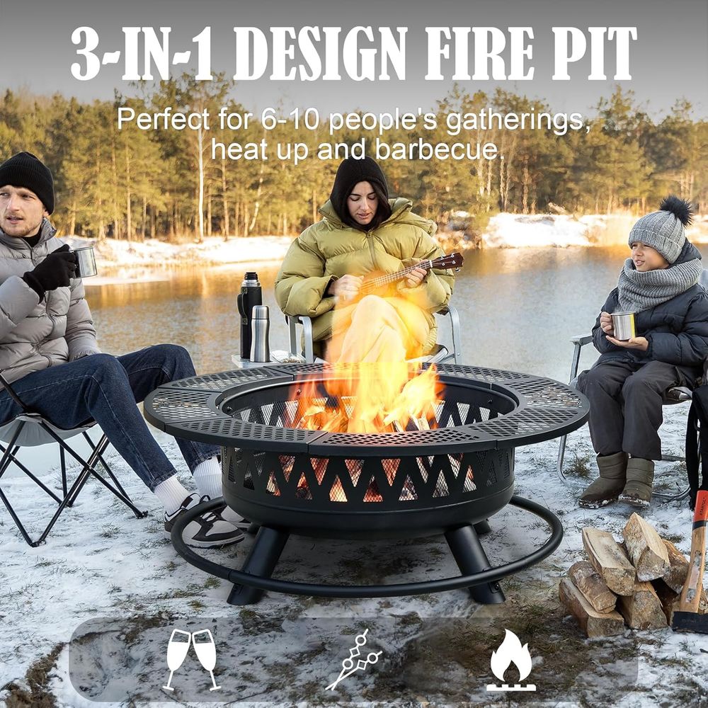 42 3-in-1 Outdoor Fire Pit wit - Outdoor Camping Fireplace recension och pris