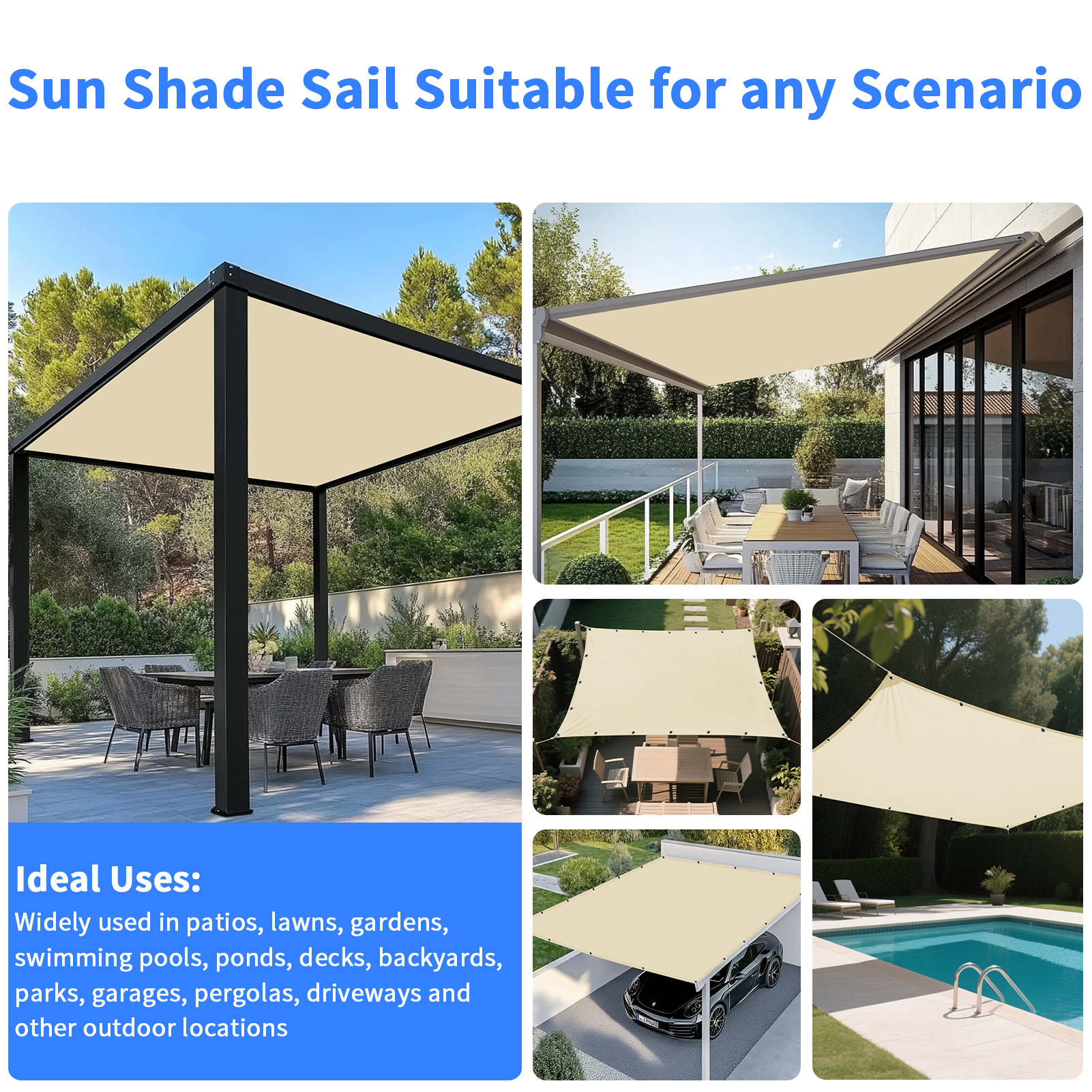 5x4m 4x3m 3x2m Garden Sun Shad - Outdoor Camping Equipment recension och pris