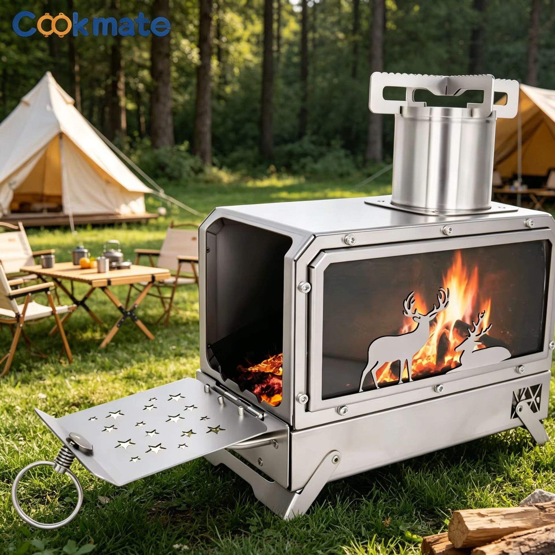 Stainless steel folding firewo - Outdoor Camping Stove recension och pris