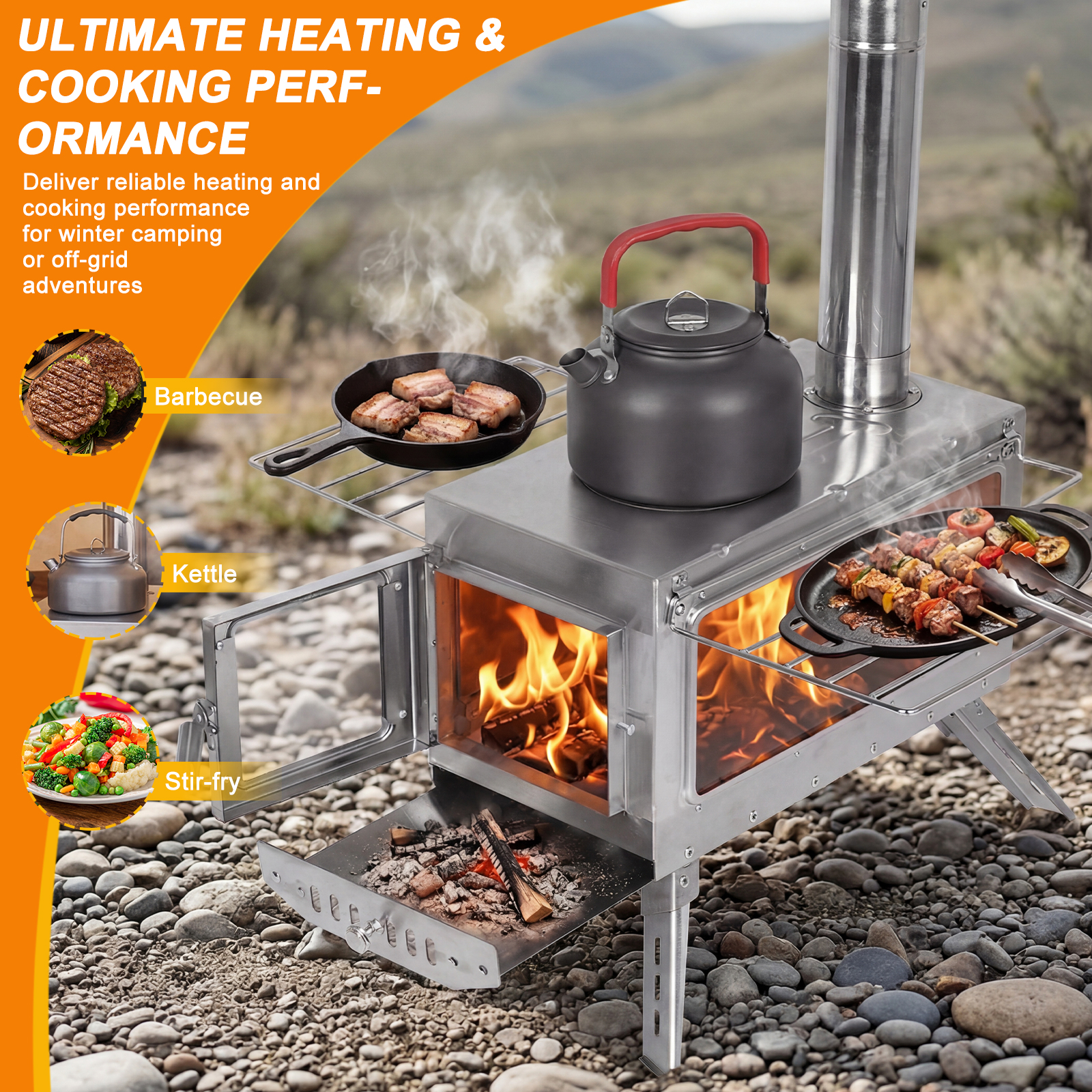 Outdoor Heating Stove with Chi - Outdoor Camping Fireplace recension och pris