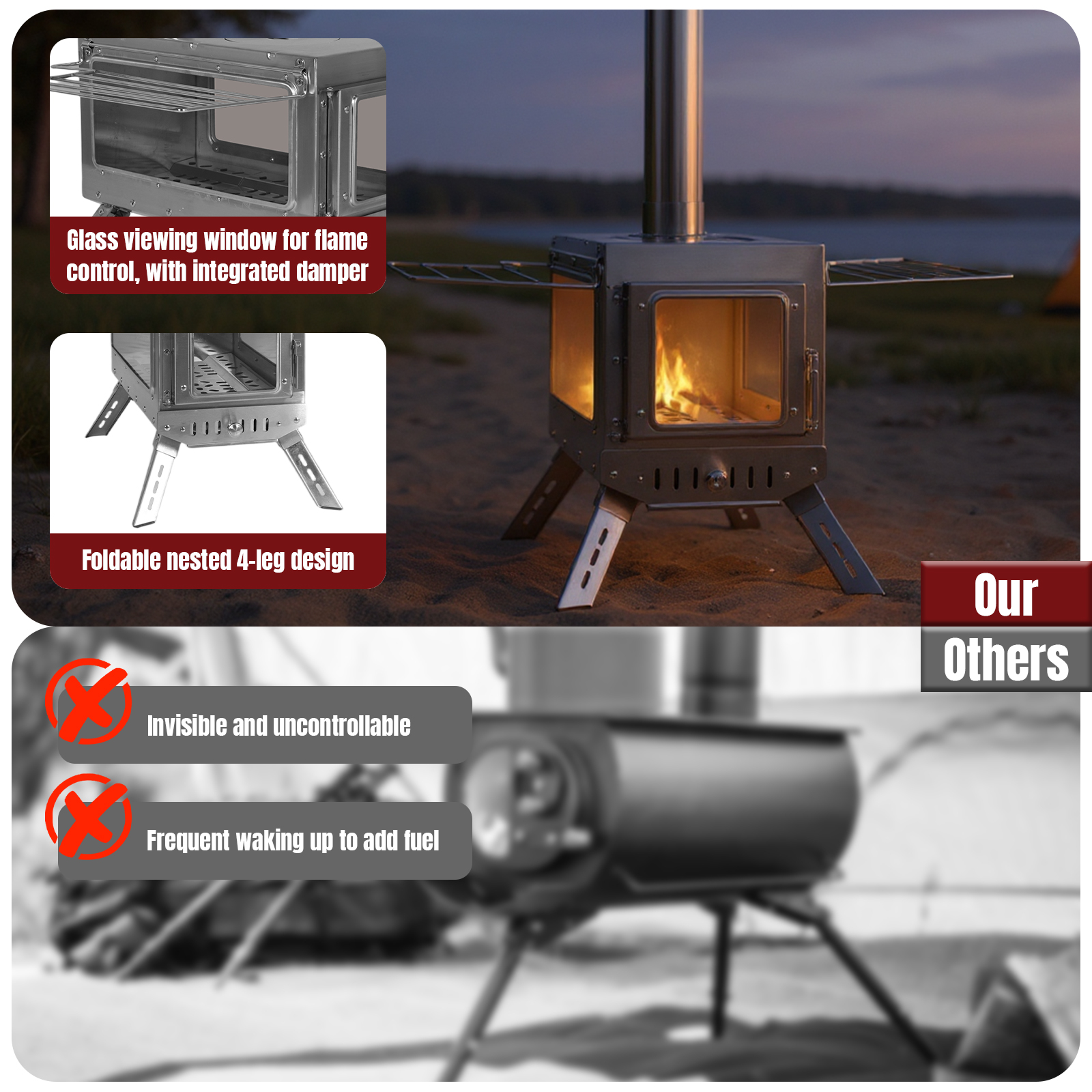 Outdoor Heating Stove with Chi - Outdoor Camping Fireplace recension och pris