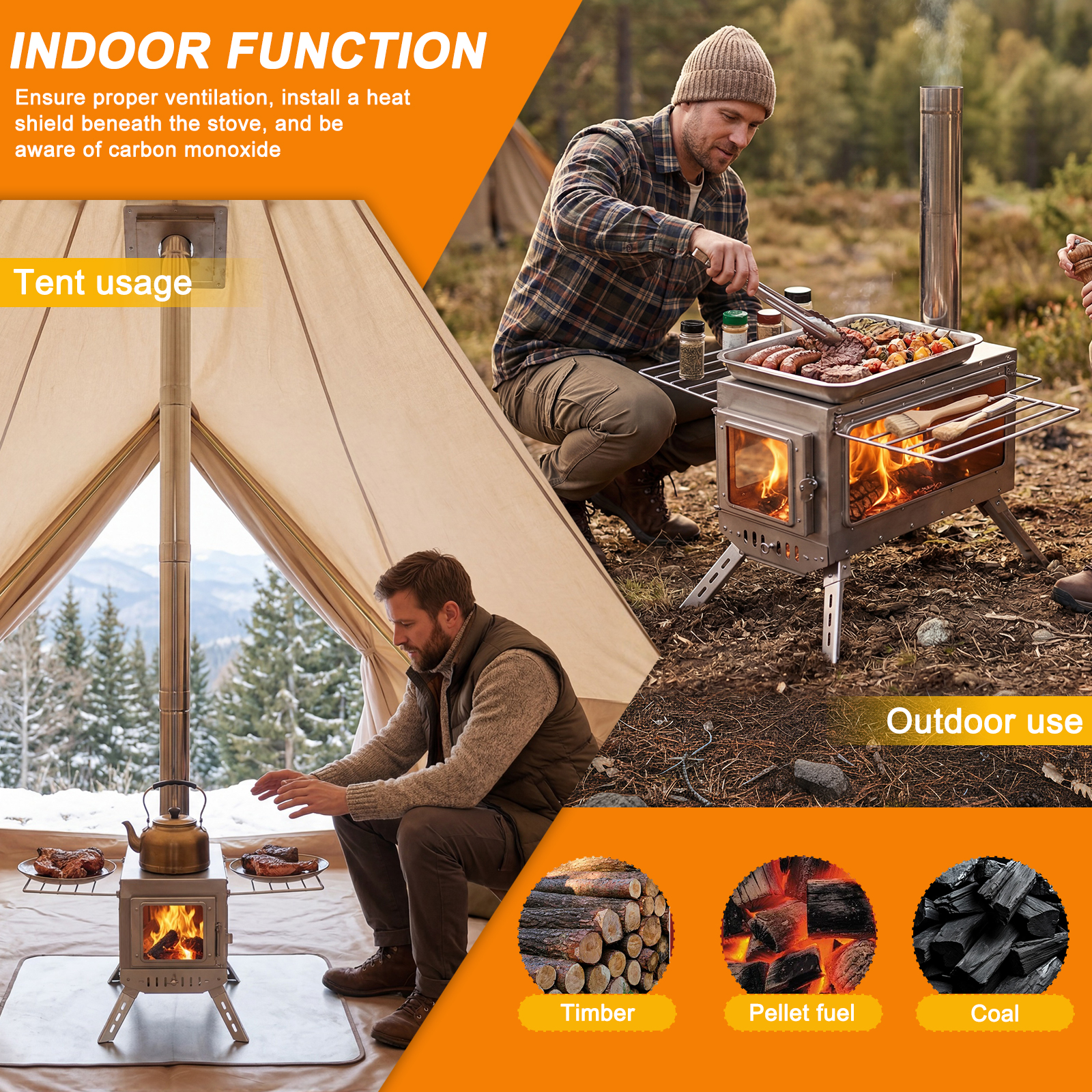 Outdoor Heating Stove with Chi - Outdoor Camping Fireplace recension och pris