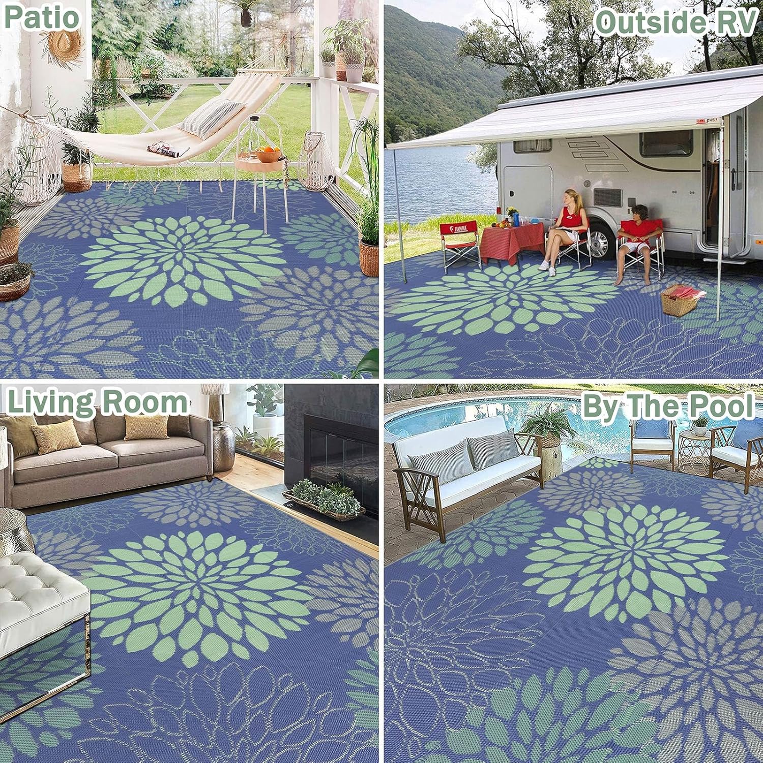 Reversible Waterproof Outdoor  - Outdoor Camping Rugs 9X12 recension och pris