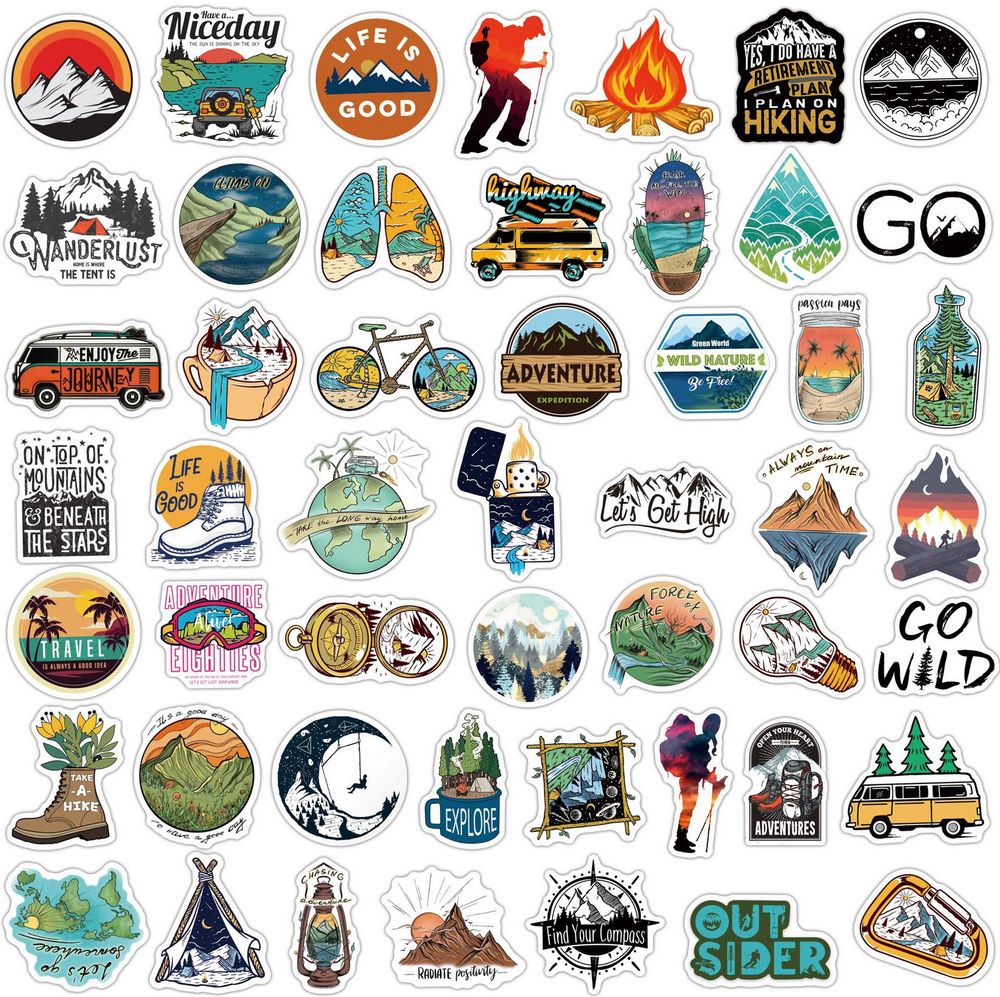 50/100pcs Forest Camping Hikin - Outdoor Camping Logo recension och pris