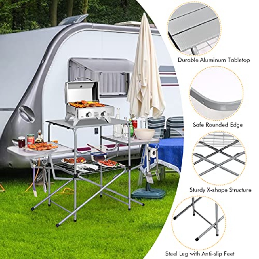 Folding Grill Table with 26''  - Outdoor Camping Kitchen Setup recension och pris