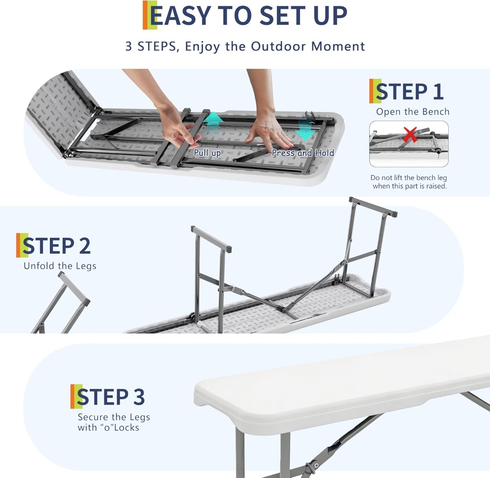 6FT Folding Bench 2 Pack, Port - Outdoor Activities In Camping recension och pris