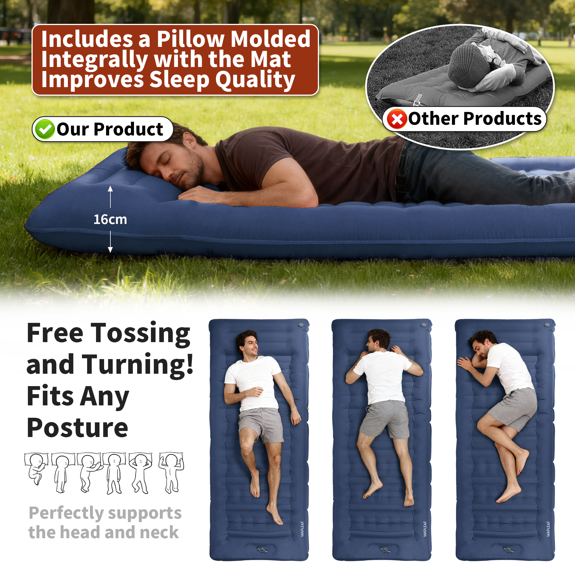 MAPLEAF 12cm Air Mattress Camp - Outdoor Camping Carpet recension och pris