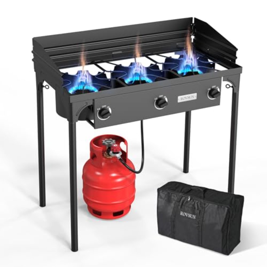3 Burner Propane Gas Stove wit - Outdoor Camping List recension och pris
