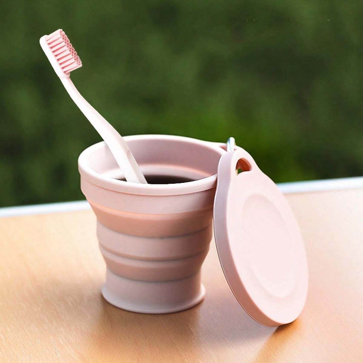 1pc Pink Collapsible Silicone  - Outdoor Activities In Camping recension och pris